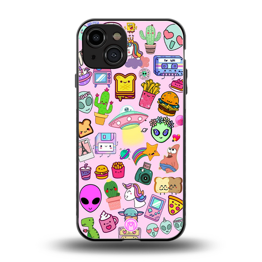 alien stickers studio back phone cover | glass case for iphone 15