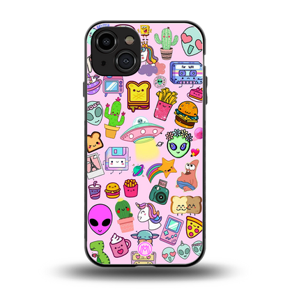 alien stickers studio back phone cover | glass case for iphone 14