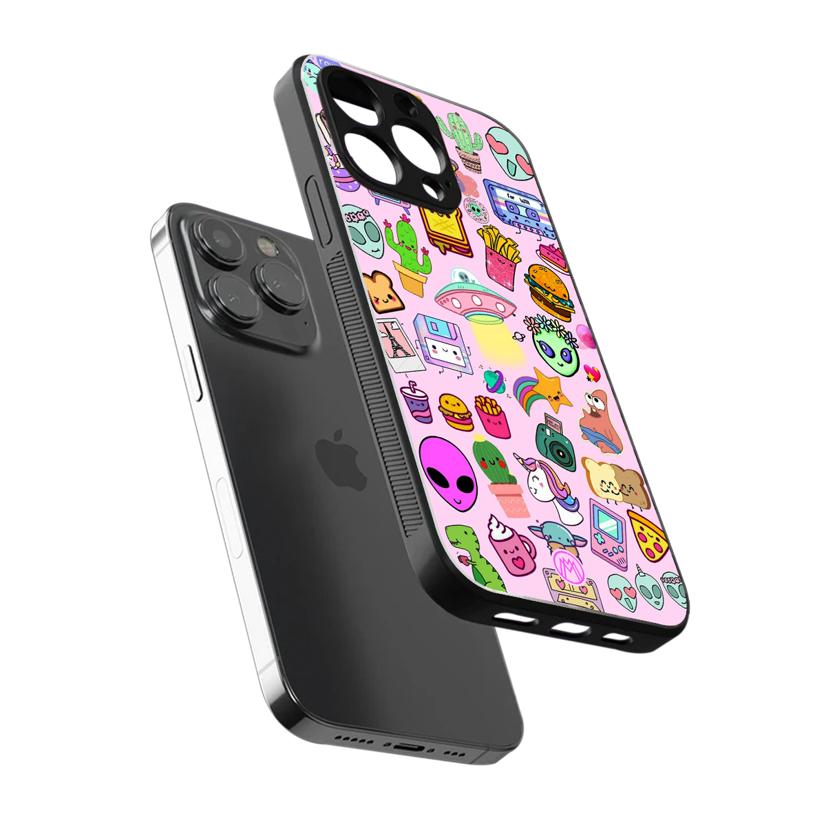 alien stickers studio back phone cover | glass case for iphone 15 pro
