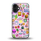 alien stickers studio back phone cover | glass case for iphone 16 plus