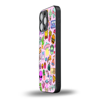 alien stickers studio back phone cover | glass case for iphone 16 pro max