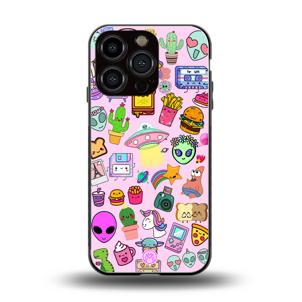 alien stickers studio back phone cover | glass case for iphone 16 pro