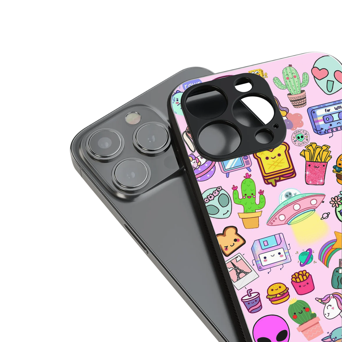 alien stickers studio back phone cover | glass case for iphone 16 pro max