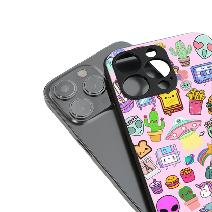 alien stickers studio back phone cover | glass case for iphone 16 pro max