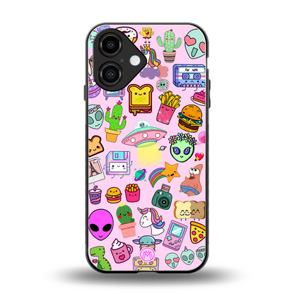 alien stickers studio back phone cover | glass case for iphone 16