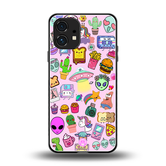 alien stickers studio back phone cover | glass case for nothing phone 1