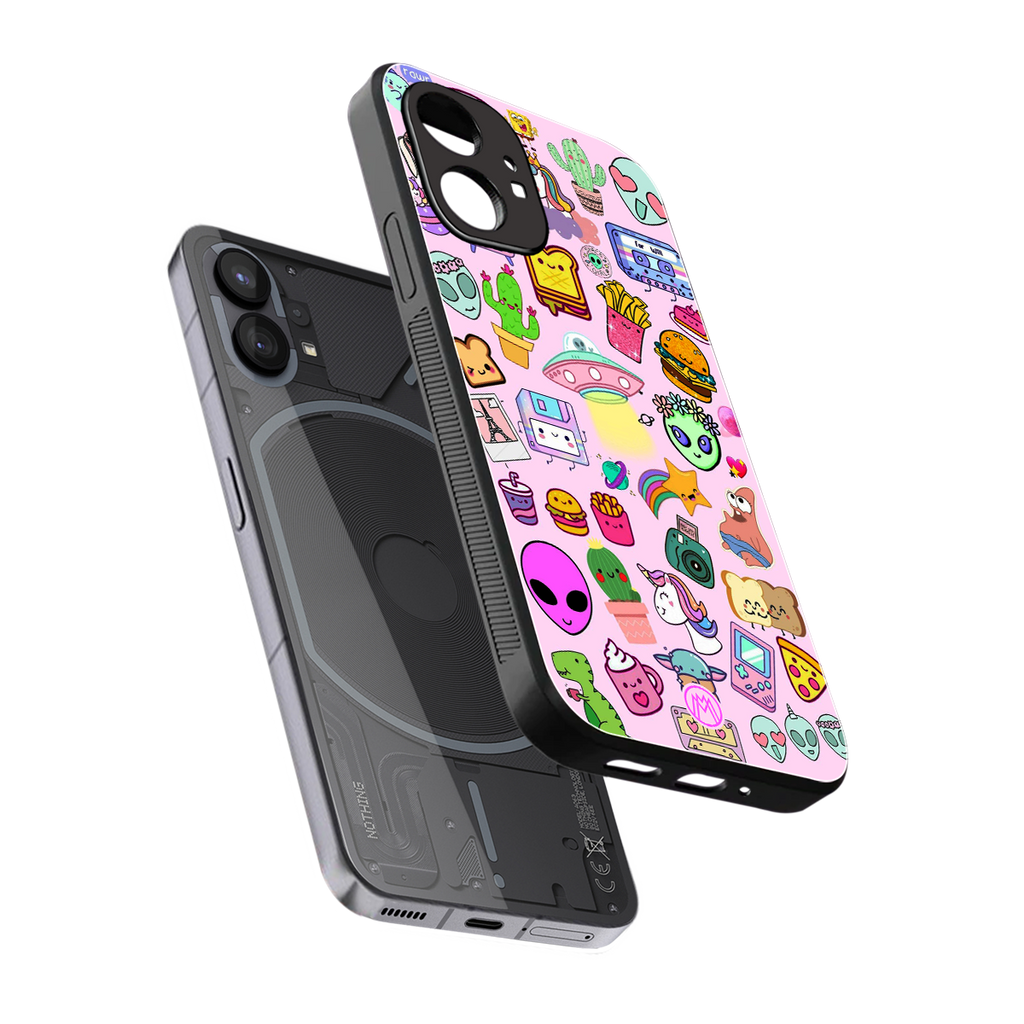 alien stickers studio back phone cover | glass case for nothing phone 1