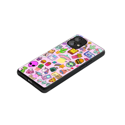 alien stickers studio back phone cover | glass case for nothing phone 1