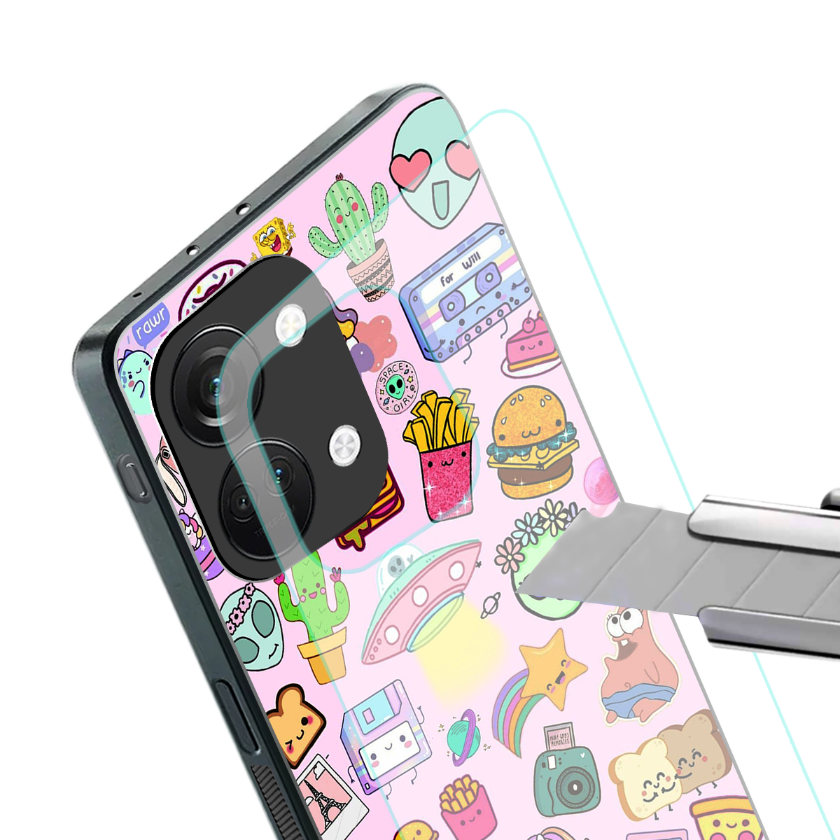 alien stickers studio back phone cover | glass case for oneplus nord 3
