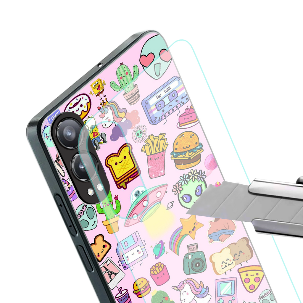 alien stickers studio back phone cover | glass case for oneplus nord ce 4 lite