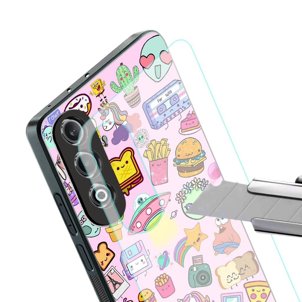 alien stickers studio back phone cover | glass case for oneplus nord ce 4
