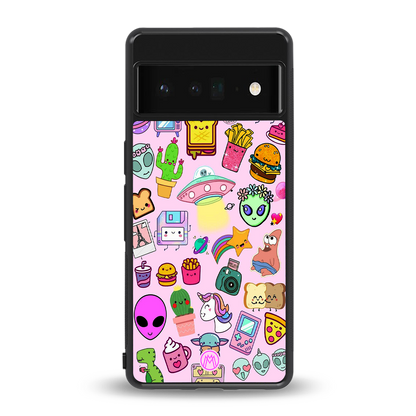 alien stickers studio back phone cover | glass case for google pixel 6 pro