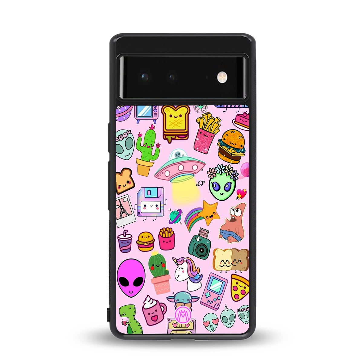 alien stickers studio back phone cover | glass case for google pixel 6