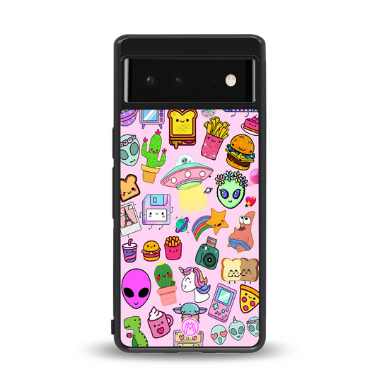 alien stickers studio back phone cover | glass case for google pixel 6