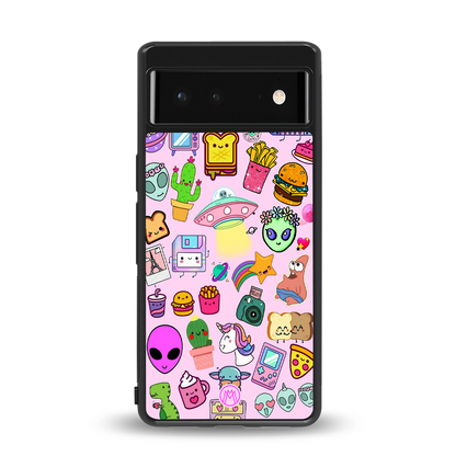 alien stickers studio back phone cover | glass case for Google Pixel 6A