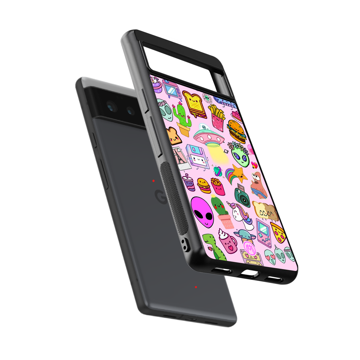 alien stickers studio back phone cover | glass case for google pixel 6