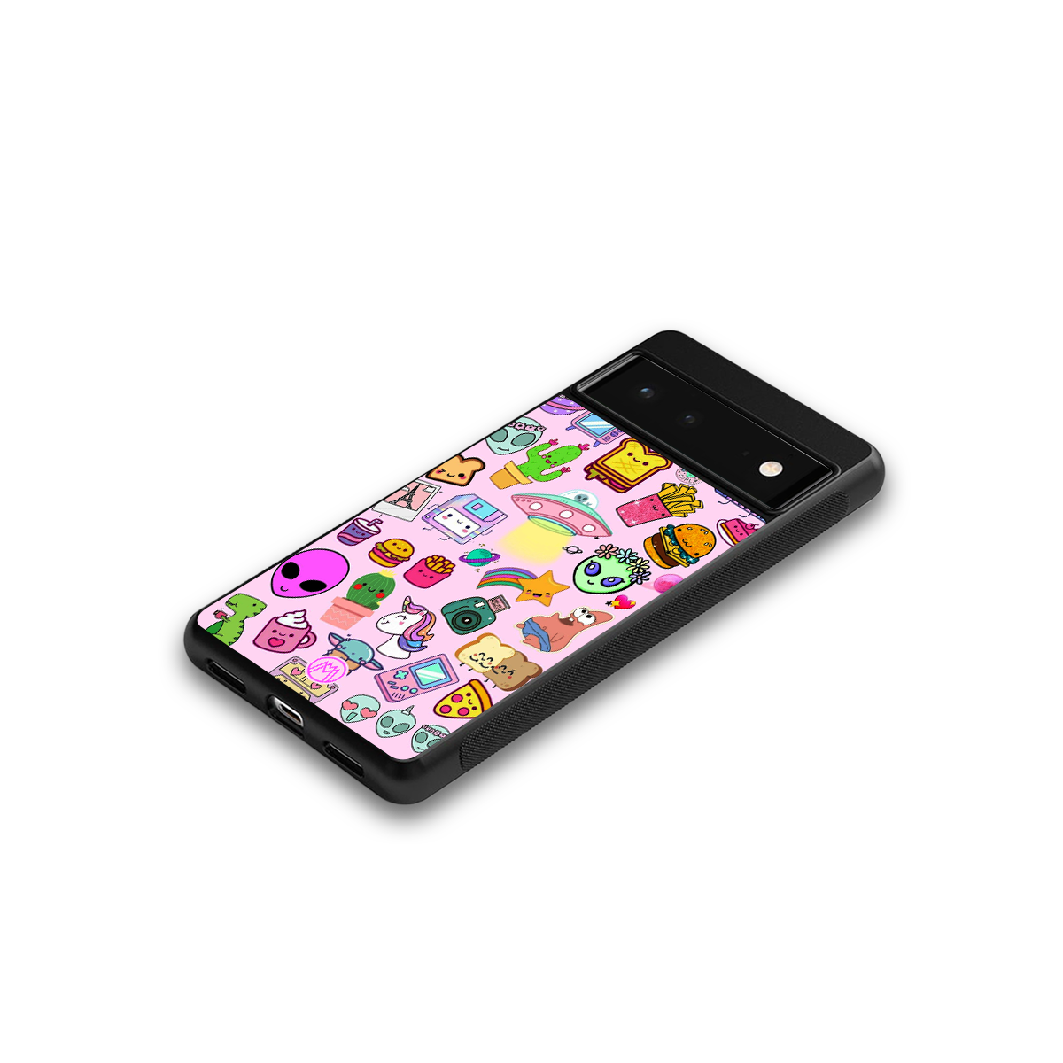 alien stickers studio back phone cover | glass case for google pixel 6