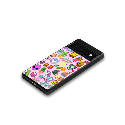 alien stickers studio back phone cover | glass case for Google Pixel 6A