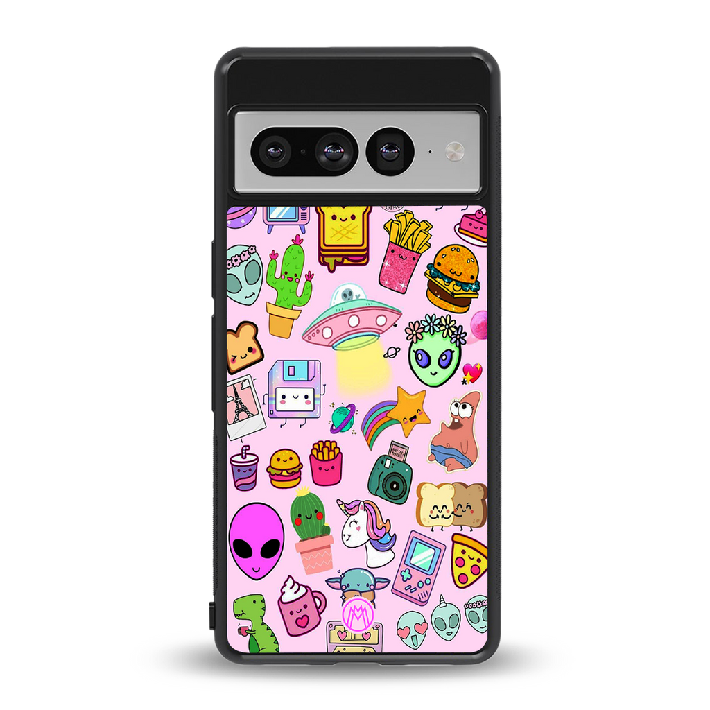 alien stickers studio back phone cover | glass case for google pixel 7 pro