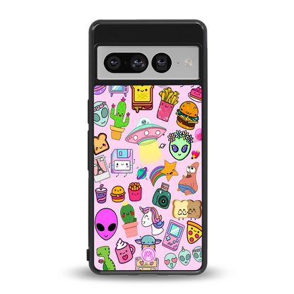 alien stickers studio back phone cover | glass case for google pixel 7 pro