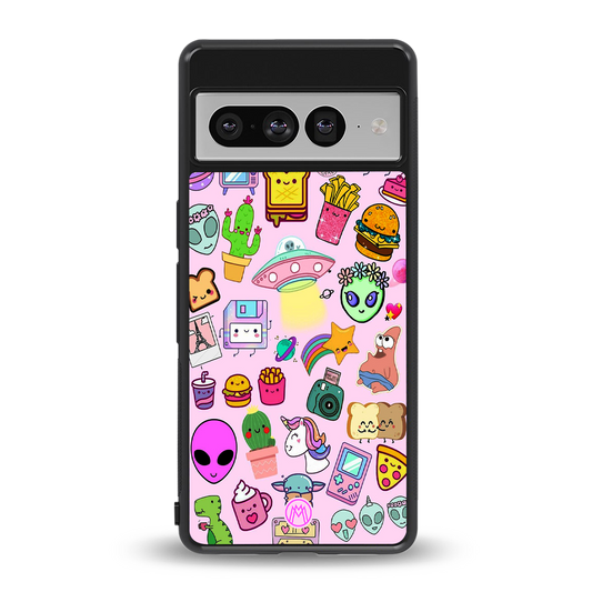 alien stickers studio back phone cover | glass case for google pixel 7 pro