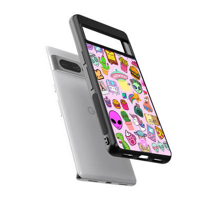 alien stickers studio back phone cover | glass case for google pixel 7 pro