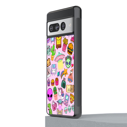 alien stickers studio back phone cover | glass case for google pixel 7 pro
