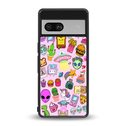 alien stickers studio back phone cover | glass case for Google Pixel 7A