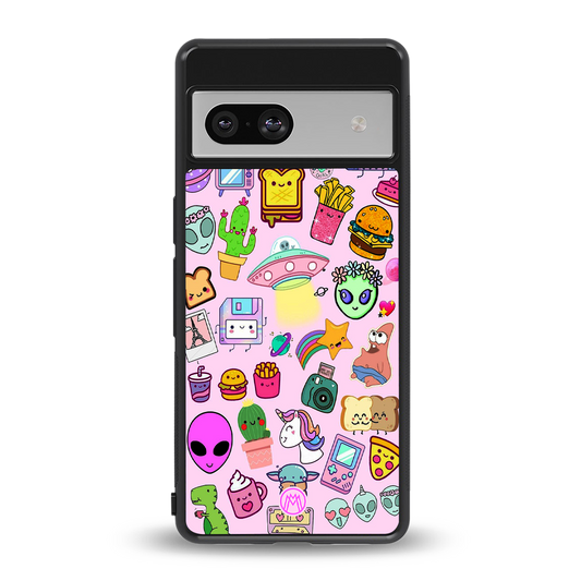 alien stickers studio back phone cover | glass case for Google Pixel 7A