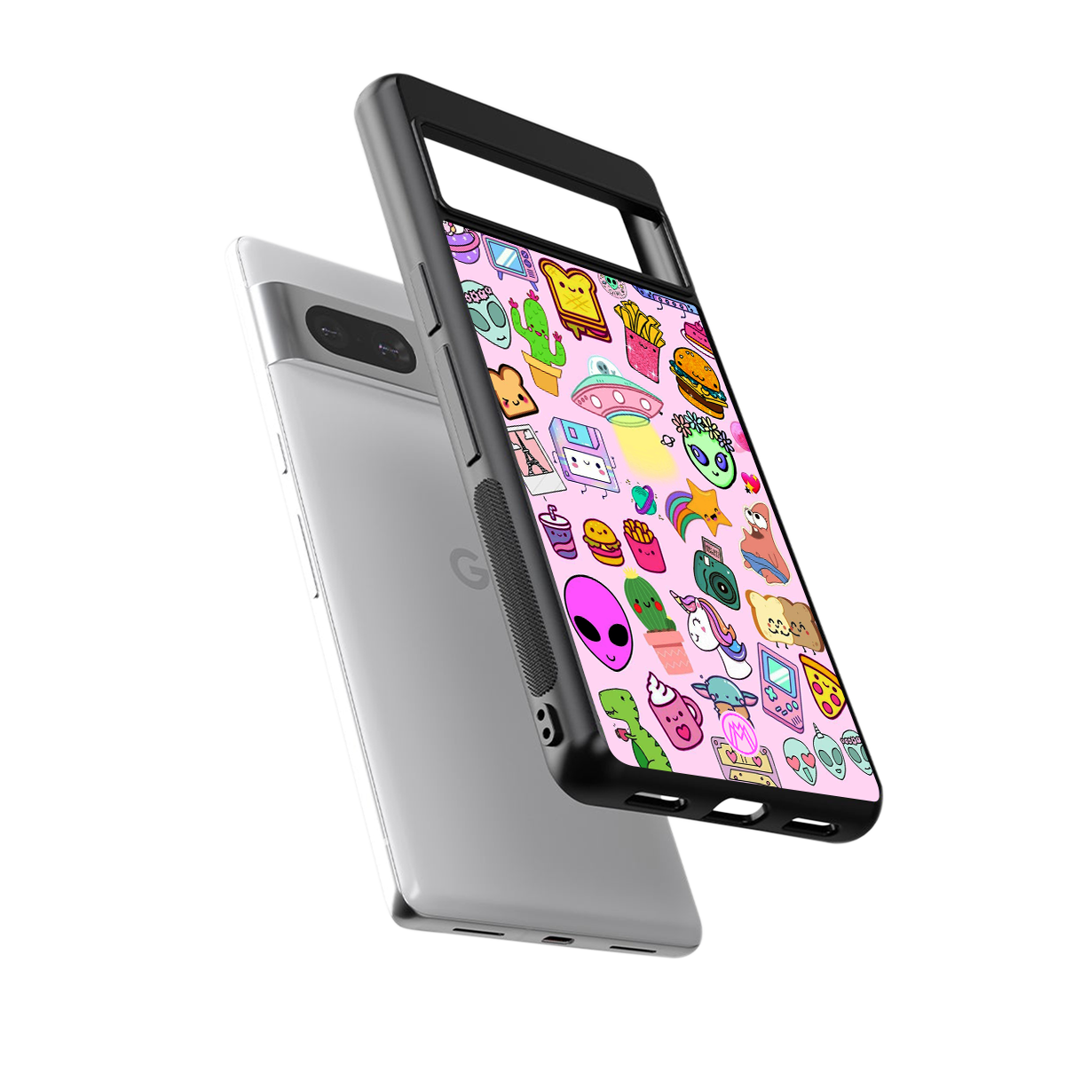 alien stickers studio back phone cover | glass case for Google Pixel 7A