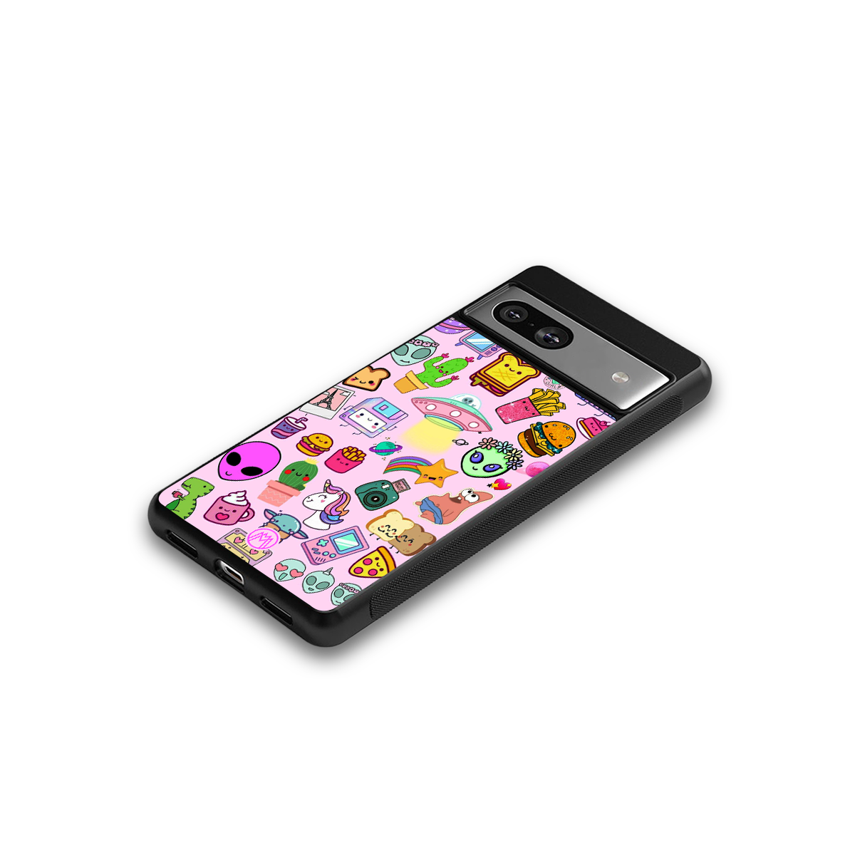 alien stickers studio back phone cover | glass case for Google Pixel 7A