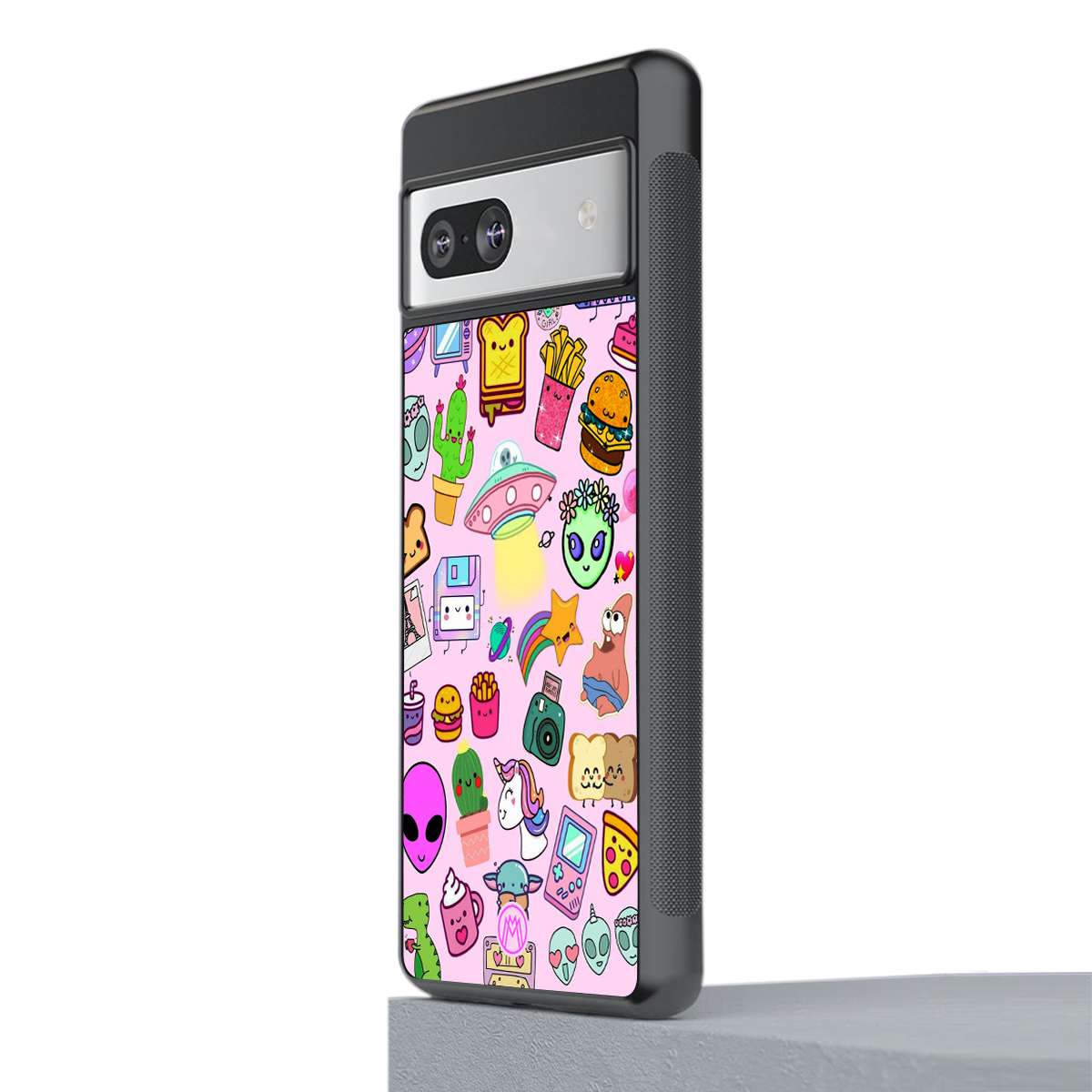 alien stickers studio back phone cover | glass case for Google Pixel 7A