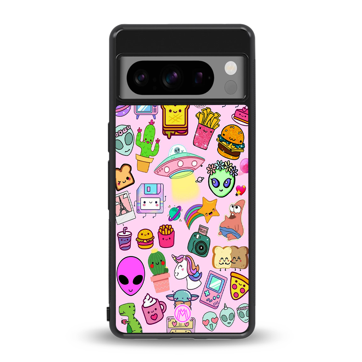 alien stickers studio back phone cover | glass case for google pixel 8 pro