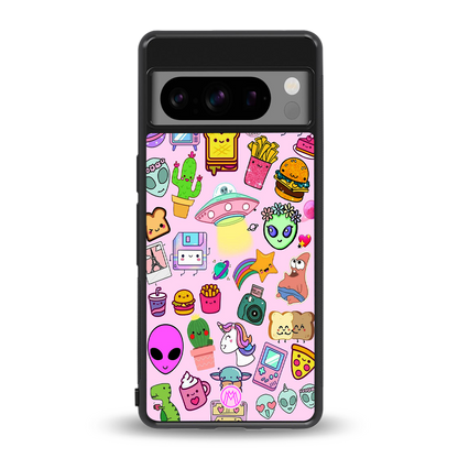 alien stickers studio back phone cover | glass case for google pixel 8 pro