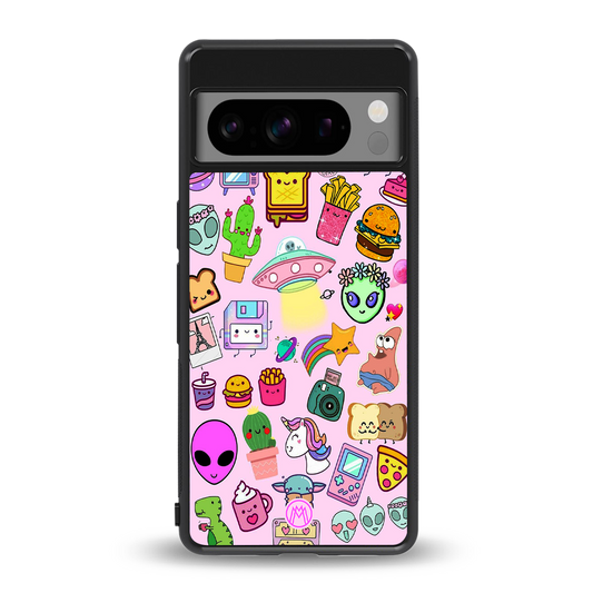 alien stickers studio back phone cover | glass case for google pixel 8 pro