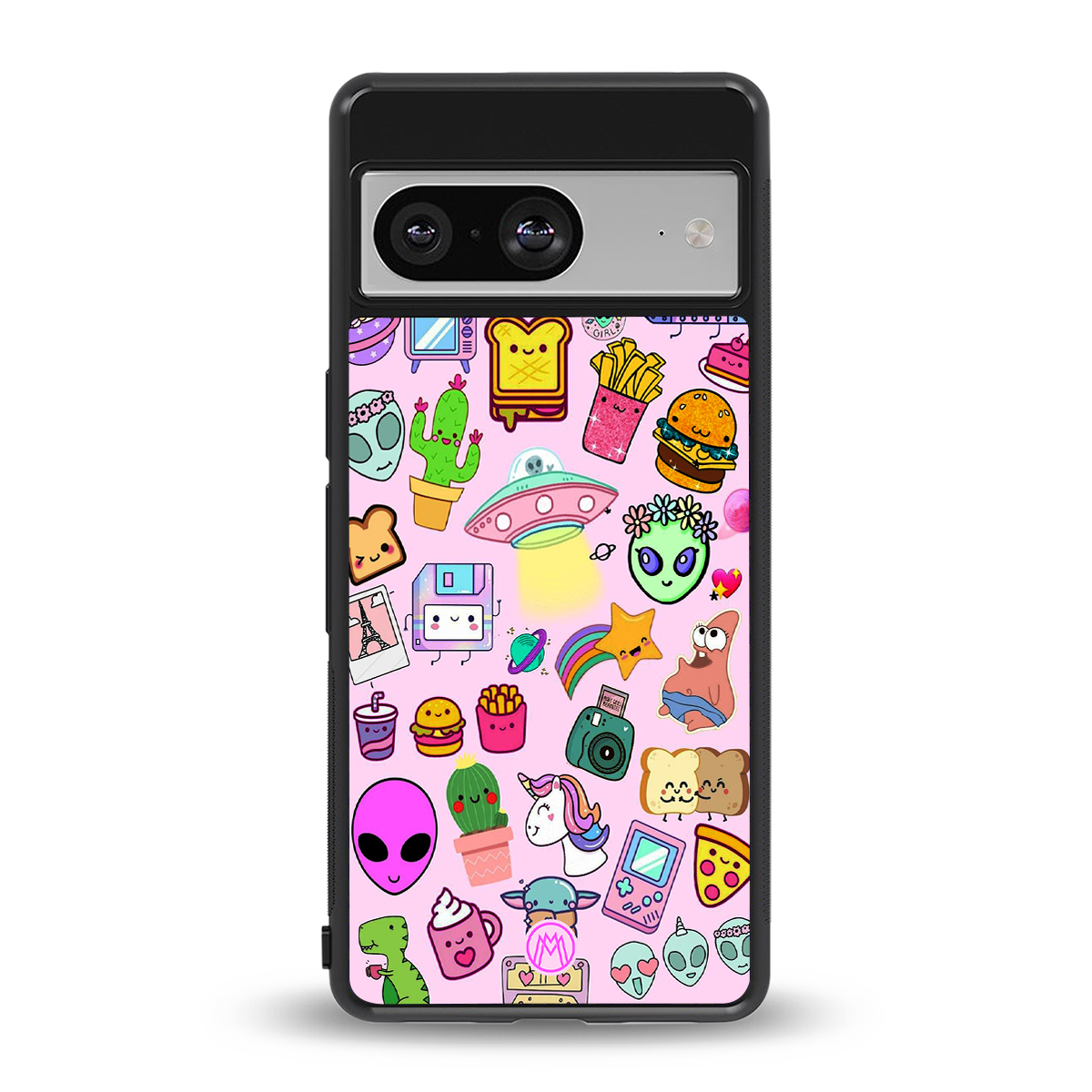 alien stickers studio back phone cover | glass case for Google Pixel 8