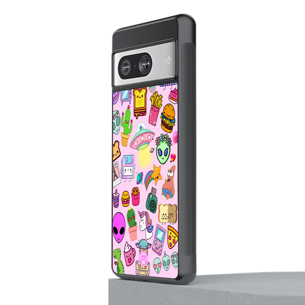 alien stickers studio back phone cover | glass case for Google Pixel 8