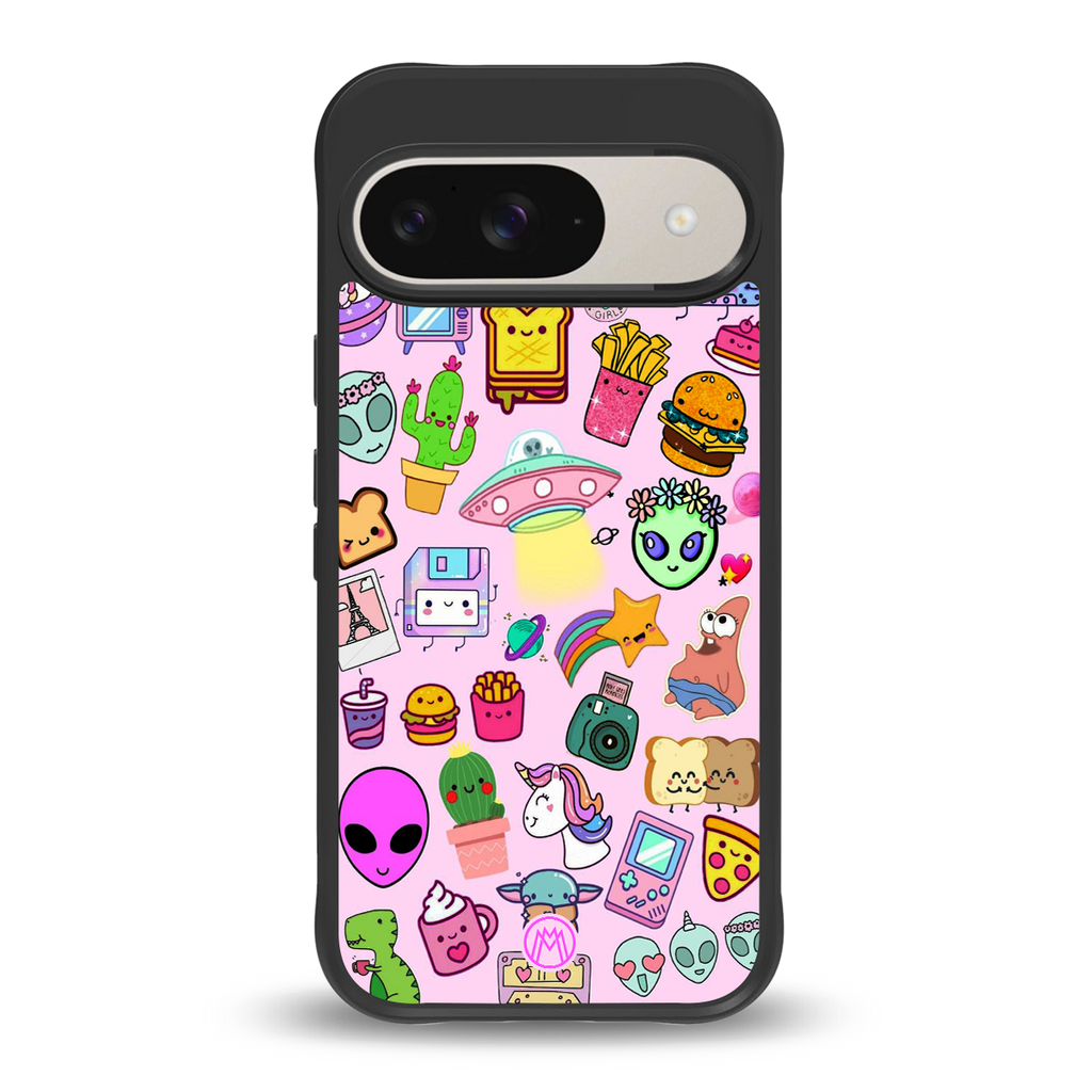 alien stickers studio back phone cover | glass case for google pixel 9