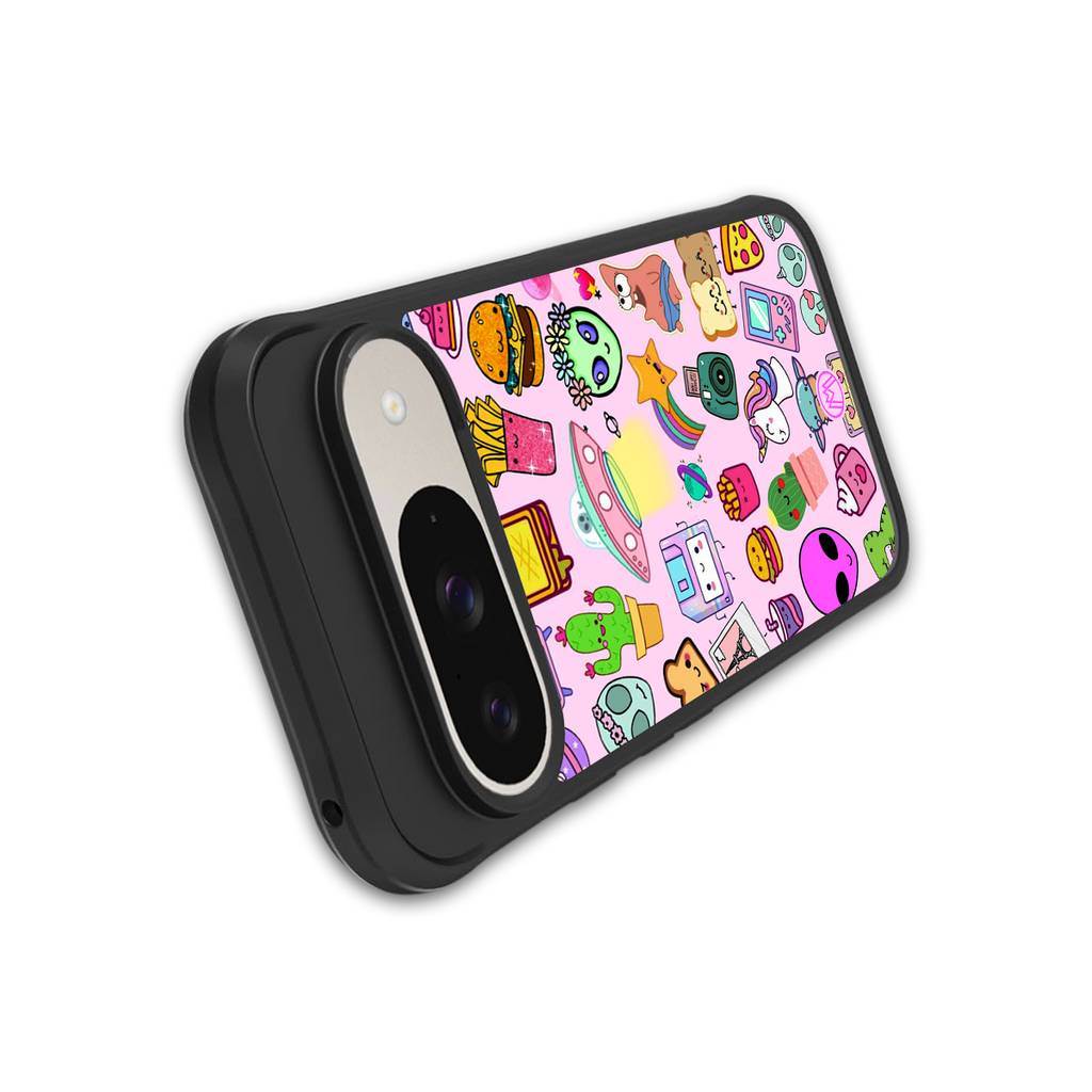 alien stickers studio back phone cover | glass case for google pixel 9