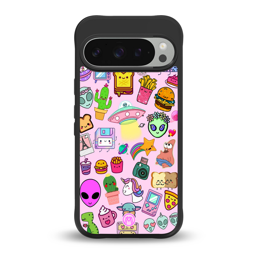 alien stickers studio back phone cover | glass case for google pixel 9 pro xl