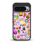 alien stickers studio back phone cover | glass case for google pixel 9 pro xl