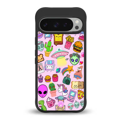 alien stickers studio back phone cover | glass case for google pixel 9 pro xl