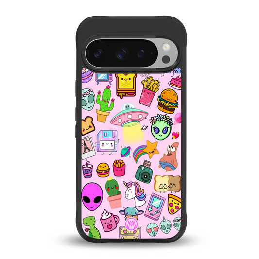 alien stickers studio back phone cover | glass case for google pixel 9 pro xl