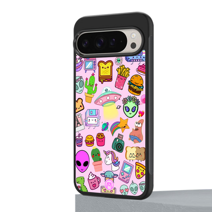 alien stickers studio back phone cover | glass case for google pixel 9 pro