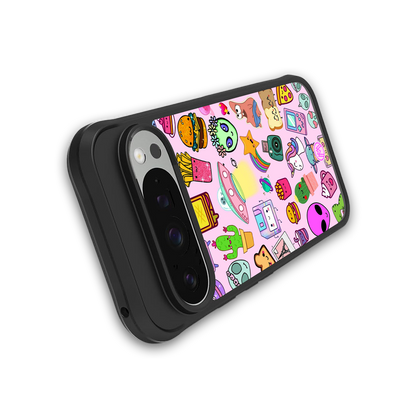 alien stickers studio back phone cover | glass case for google pixel 9 pro