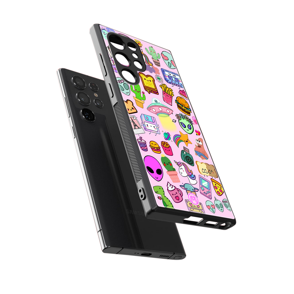 alien stickers studio back phone cover | glass case for samsung galaxy s23 ultra