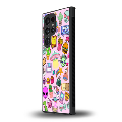 alien stickers studio back phone cover | glass case for samsung galaxy s24 ultra