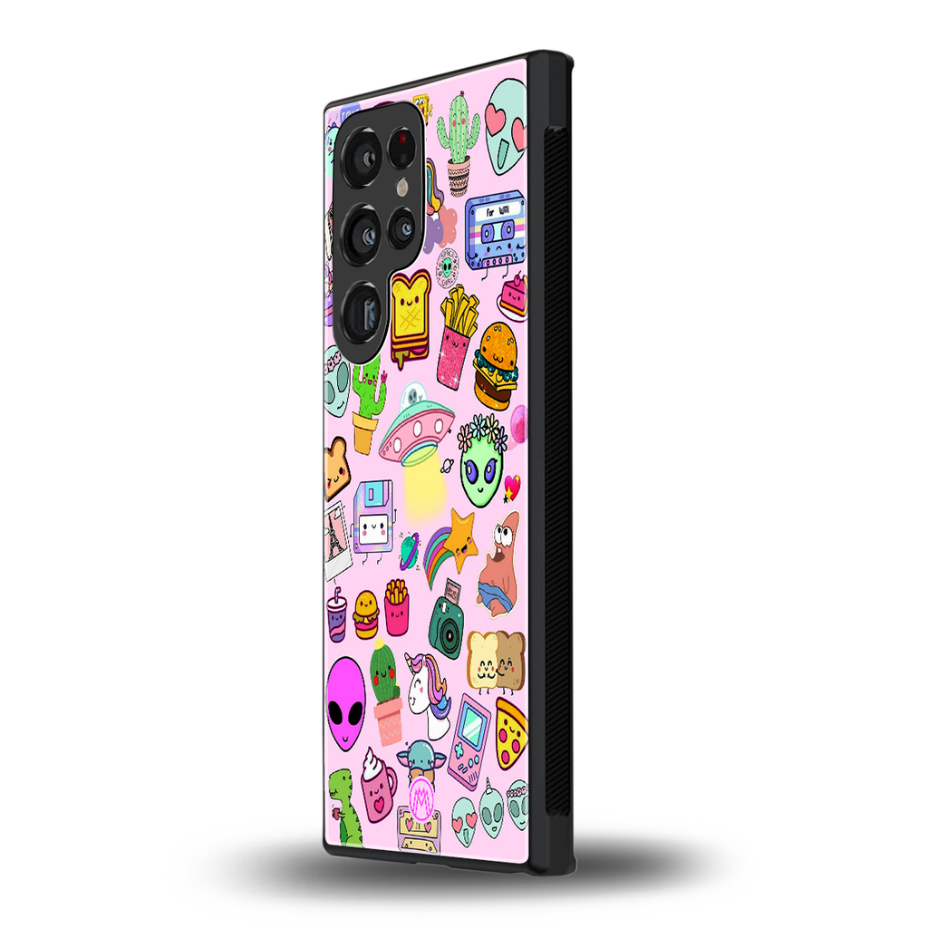 alien stickers studio back phone cover | glass case for samsung galaxy s23 ultra