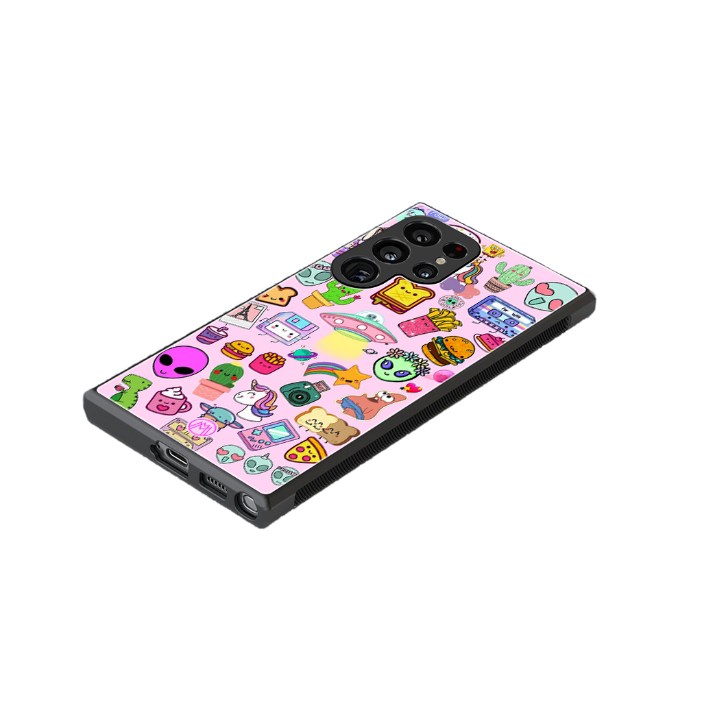 alien stickers studio back phone cover | glass case for samsung galaxy s23 ultra
