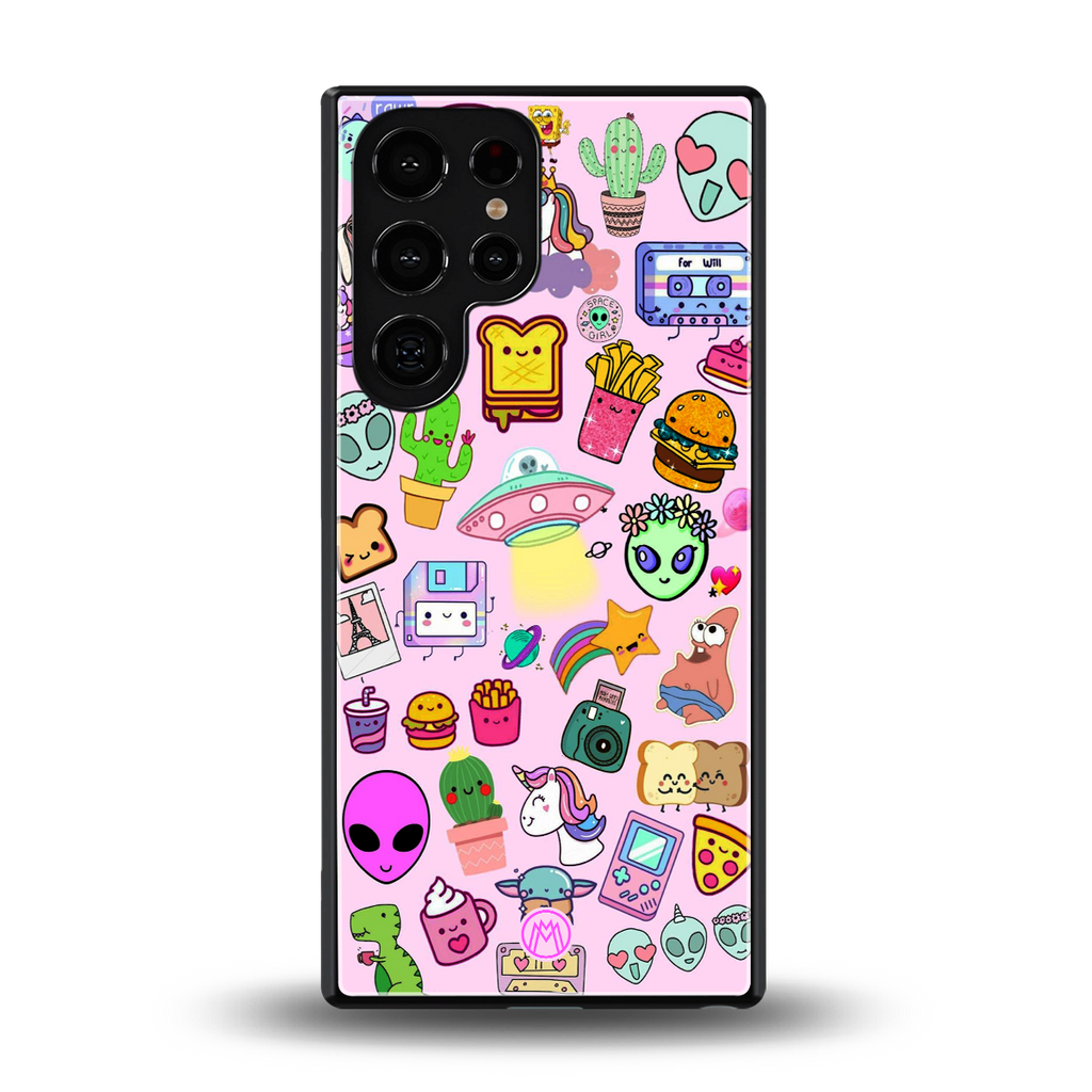alien stickers studio back phone cover | glass case for samsung galaxy s25 ultra